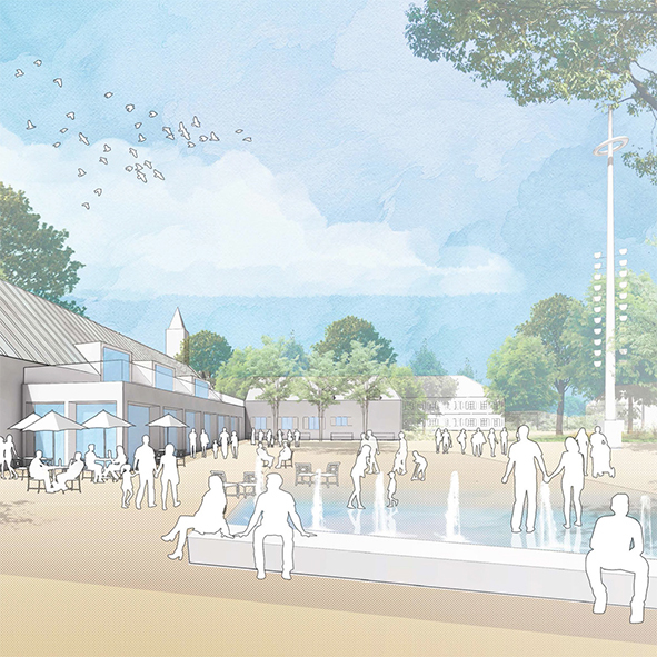 Neuordnung des Moosacher St.-Martins-Platzes mit Neubau Kultursaal und Azubiwohnen, 3. Preis